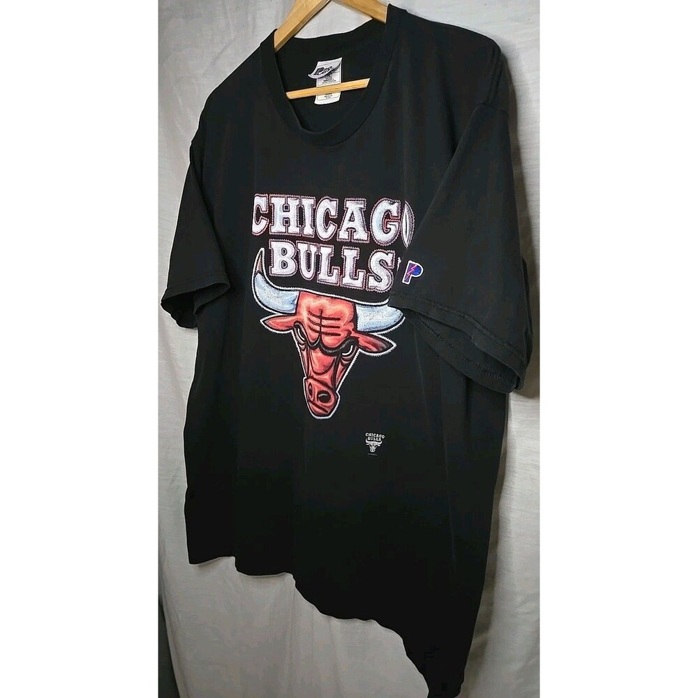 Vintage Chicago Bulls Lg Head, T-Shirt Pro Player, Made In The USA, Sz XXL Black - Picture 3 of 9